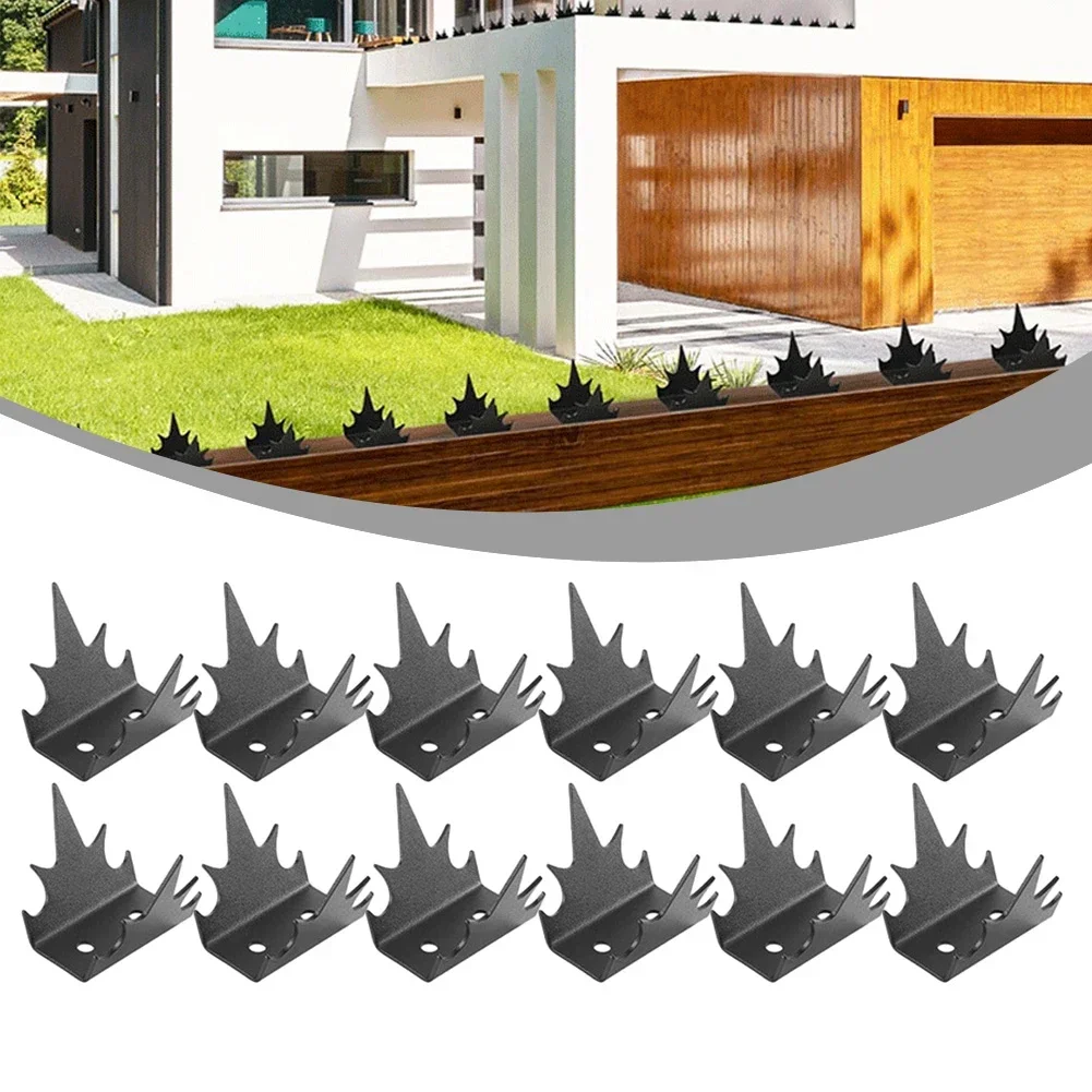 

Wall Spikes Fence Nails Metal 12pcs 19*8*7cm Anti Climbing Black Color High Quality For Intruder Deterrent Fence