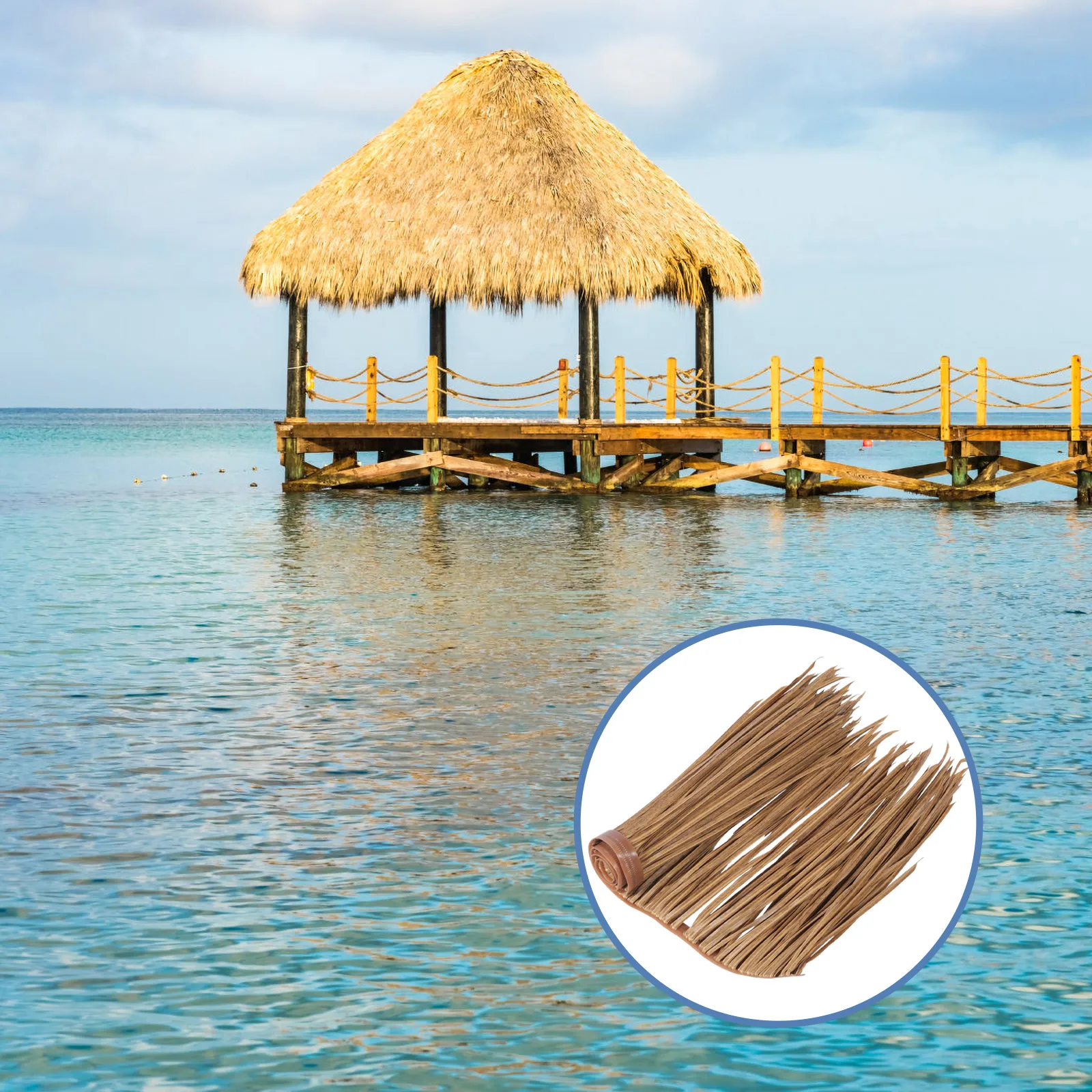

Lifelike Artificial Roofing Straw Simulated Grass Roof Skirting For Tiki Bar Garden Landscaping Decorative Flame Retardant Fake