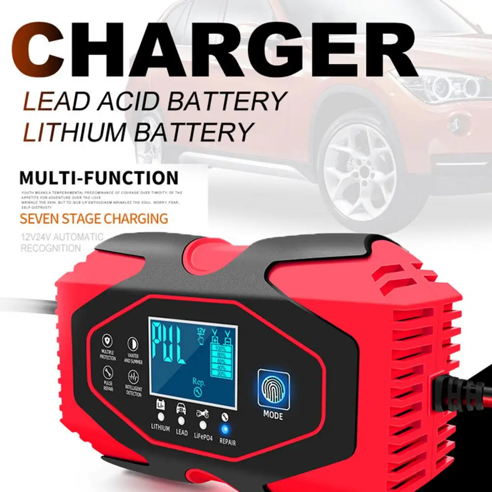 

Car Battery Charger Safe Digital Display Noise Reduction 7-Stage Smart Battery Charger for Motorcycle