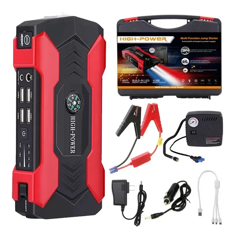 

99800mAh 1000A Mini Car Jump Starter With 12V Lithium Battery Power Bank Jump Pack With Air Compressor Booster Charger For Car