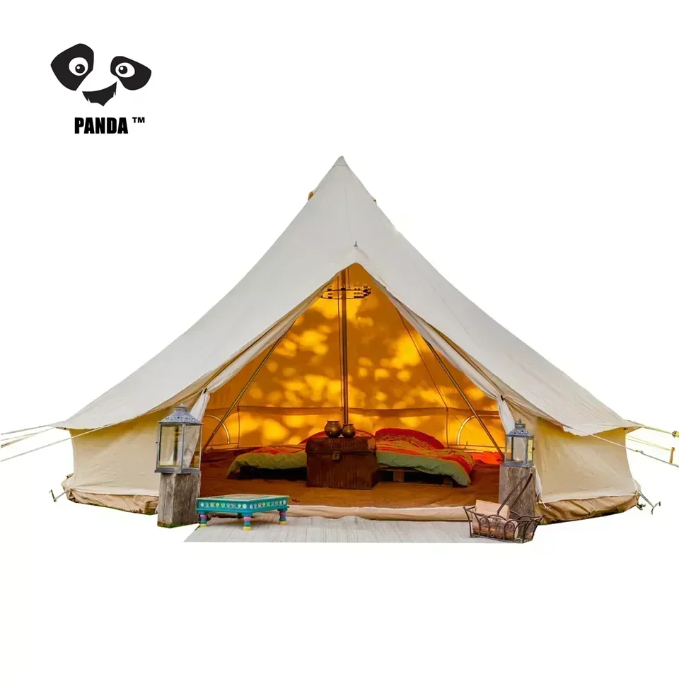 

3M 4M 5M Family Camping House OEM ODM Canvas Oxford Teepee Mongolian Camping Bell Glamping Tent Wall Yurt Family Tent for family