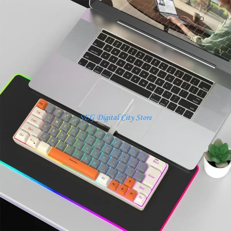 

U75B Portable LED Backlits Corded Mechanical Gaming Keyboard 63 Keys Hot Swappable Mechanic