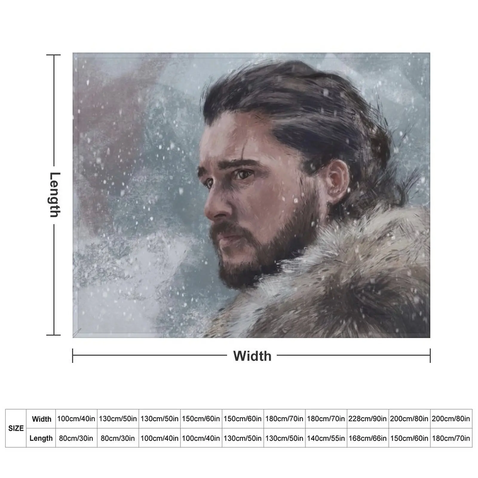 Jon Snow digital painting Throw Blanket Sleeping Bag Plaid on the sofa Thermals For Travel Giant Sofa Blankets