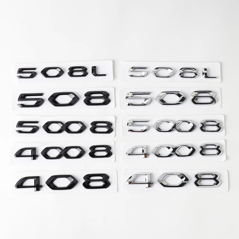 

3D Letters Car Emblem Stickers For Peugeot 508L 508 5008 4008 408 Auto Body Rear Trunk Badge Decoration Decal Accessories valve