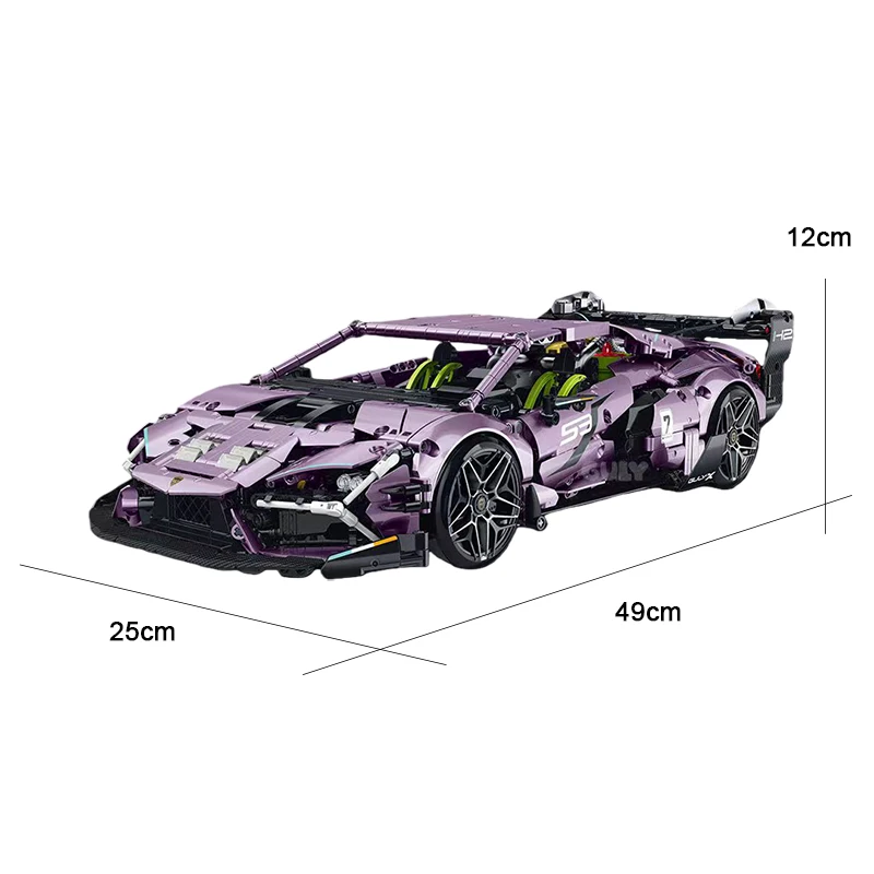 

1:10 scale high-speed stunt car sports car building block purple remote control model adult challenging mechanical assembly toy
