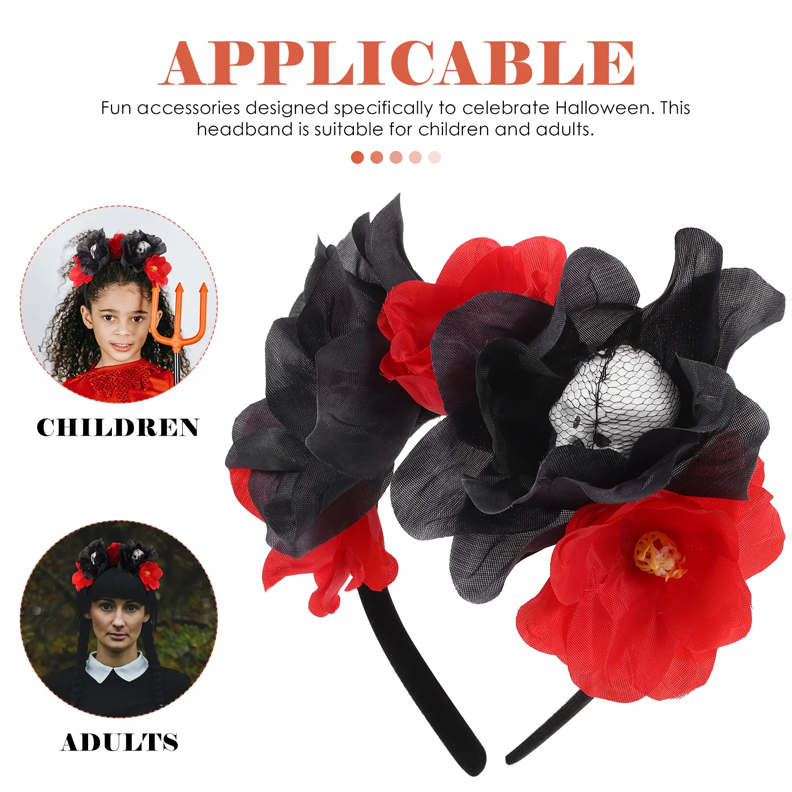 

1pc Skull Headband With Artificial Rose Wreath Halloween Party Hair Accessory Decor For Costume Festival Wearable Band