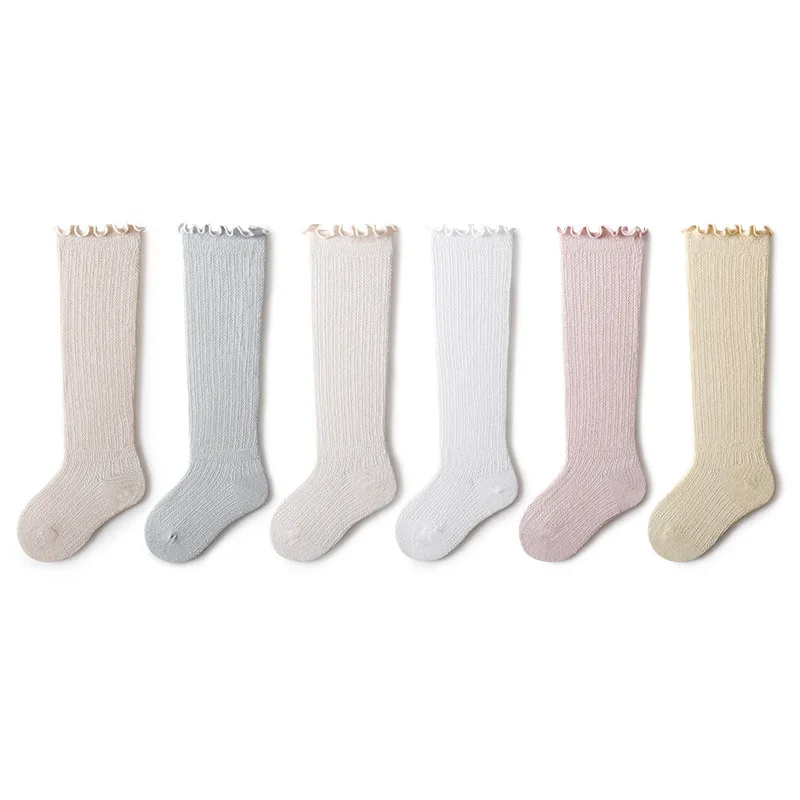 Chaussettes d'Été pour Bébé Fille et Garçon, en Coton Doux, sulf, Espagnoles, à Hauteur du Genou, à Volants