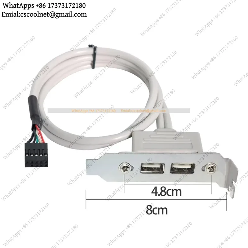 k3 Low Profile USB 2.0 Bracket 8cm, 9-Pin to USB Adapter Cable 30cm with PCI Mount for SFF PC Mini-ITX