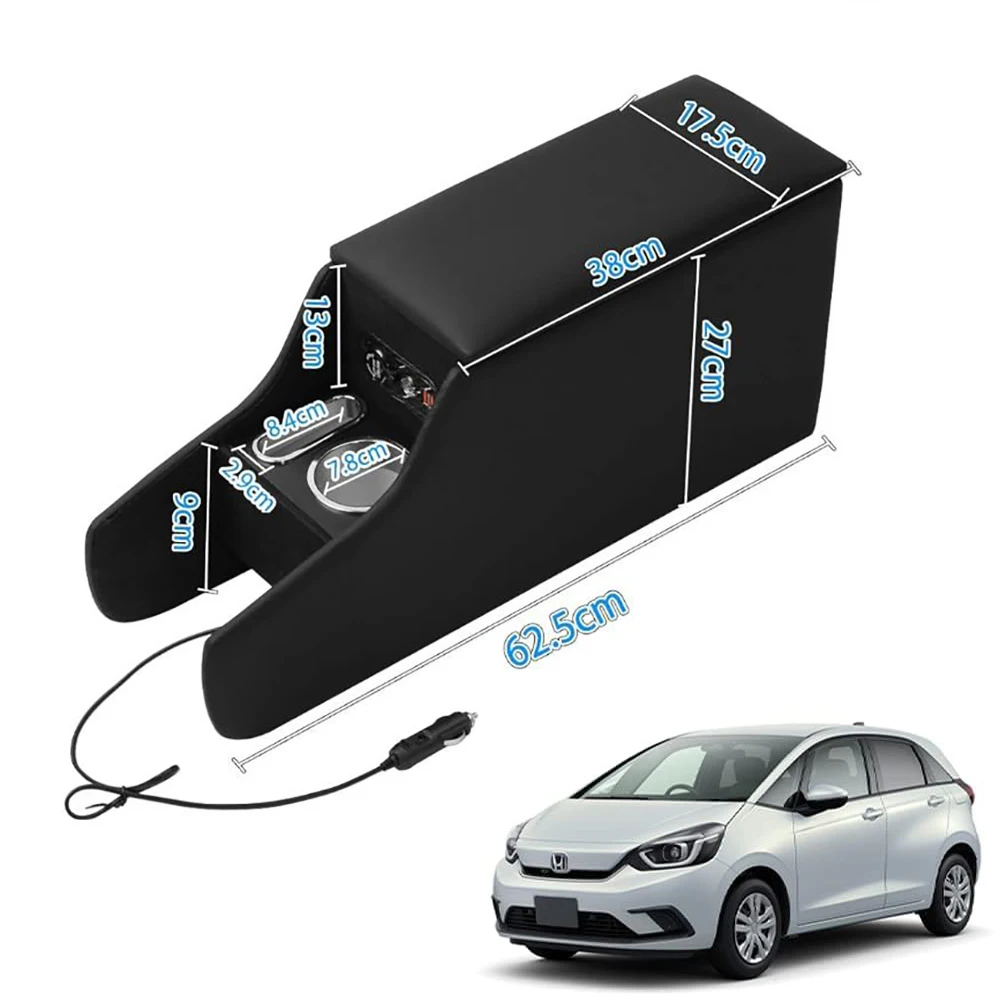 

Intelligent Library High Armrest Storage Console Box For Honda Fit GR Series With Front & Rear USB LED Light Armrest Box