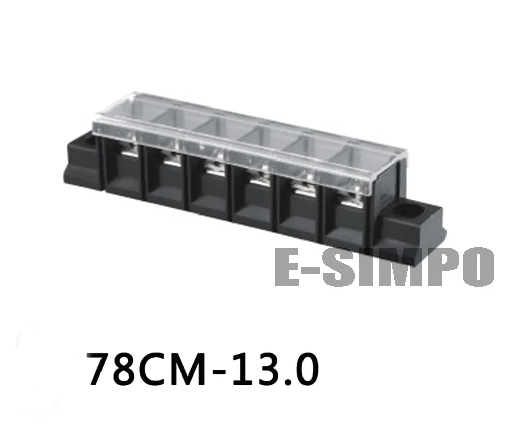 

20pcs 78CM 2P-10P 13mm Pitch Barrier Terminal Block 600V30A 18-10AWG Plastic Cover Center Pin with Mounting Ears