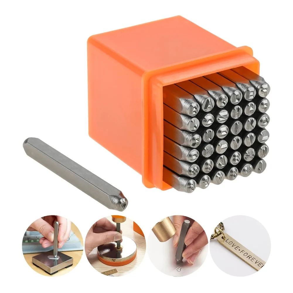 37pcs Steel Metal Stamp Set Steel Number and Letter Punch Alloy Steel Made for Silver Copper Ring Bracelet Jewelry DIY Craft