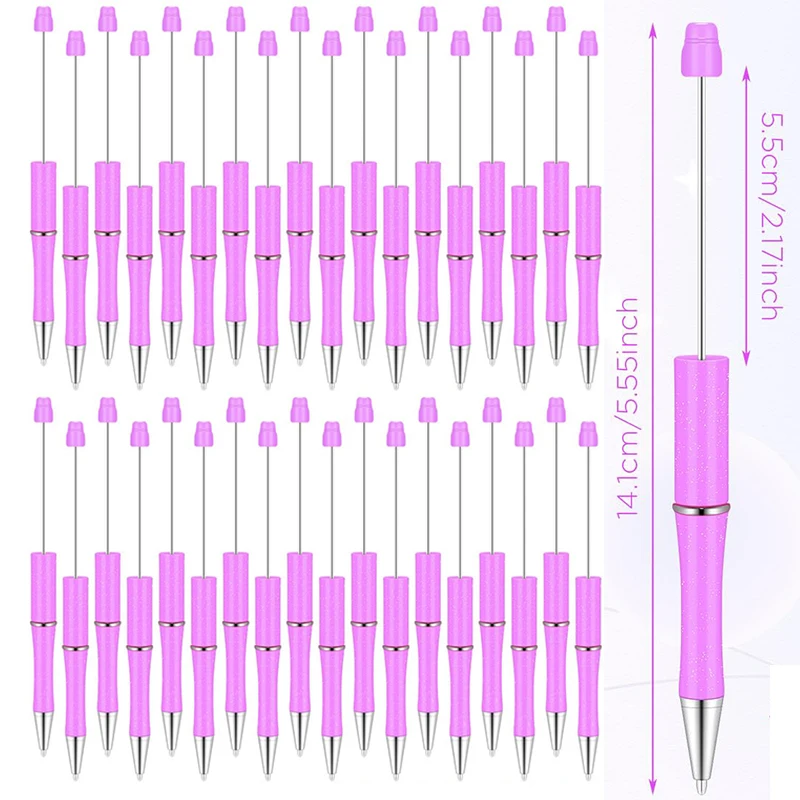 Beadable البلاستيك حبة قلم حبر جاف ، الحبر الأسود أقلام مطرز ، أقلام باردة لطيف ، DIY بها بنفسك هدية للأطفال والطلاب والطلاب ، 100 قطعة