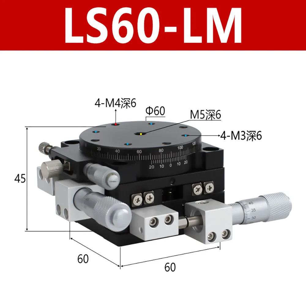 Imagem -04 - Xyr Axis Micrômetro Manual Aparar Plataforma Tabela de Tradução Cross Rail Alta Precisão 60 mm Ls60-l Ls60-lm