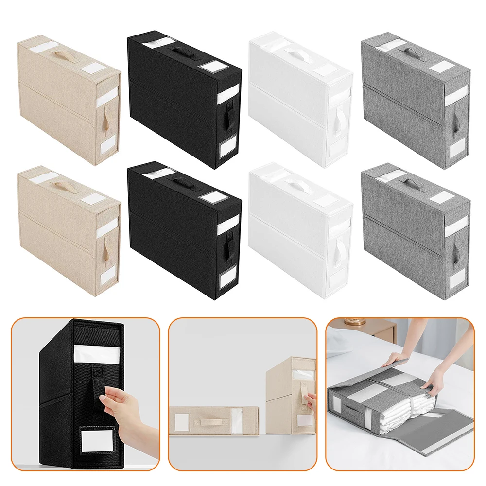 Bed Sheet Set Storage Box Fabric Visible Window Zipper Folding Blanket Finishing Box Wardrobe Bedding Storage Closet Organizer