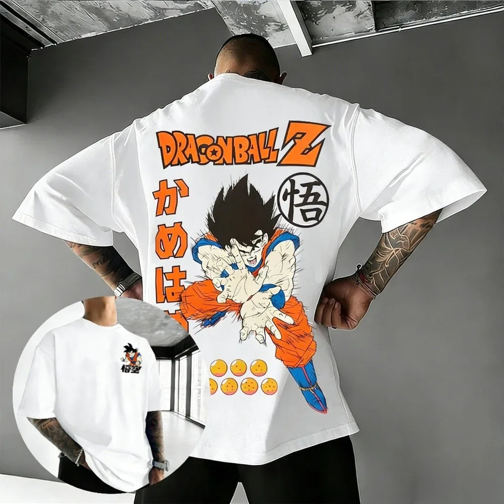 

Футболка унисекс из чистого хлопка Dragon Ball Z Goku, лето 2026, популярный аниме-принт, американский свободный повседневный топ с короткими рукавами для родителей и детей