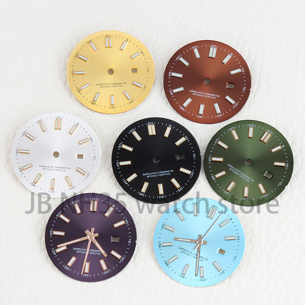 

25mm Watch Dial Fit Datejust NH05 NH06 Movement Green Luminous Watch Dial Face Sunburst Date Window Women's Watch Mod Parts