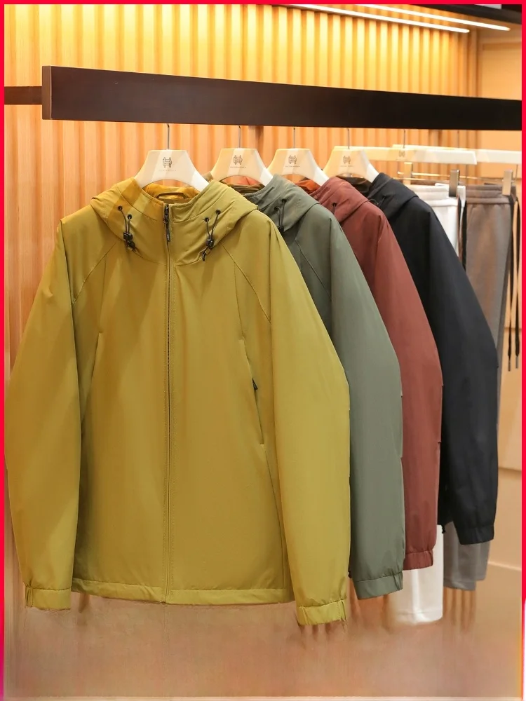 

Outdoor Travel Men's down Jaet 90% Goose down Hooded Warmth Polyester Fabric Windproof 3D Design Zipper Sle Casual Sle