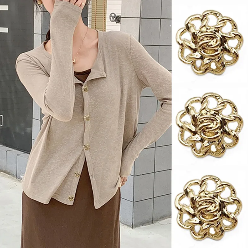 

Beautiful Fashion Hollow Flowers Shape Metal Buttons Shirt Jumper Cardigan Decorative Buttons Sewing Supplies