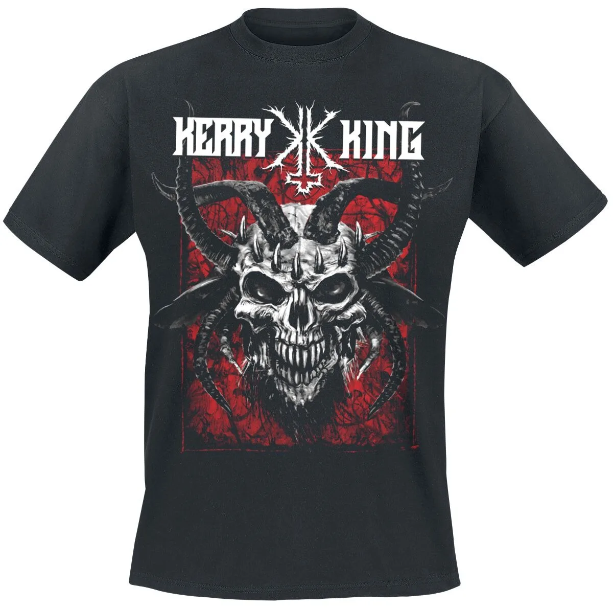 Kerry King Triple Skull Tee, Metal T-Shirt with KK Symbol & Spine Design, Metal Fan Merch