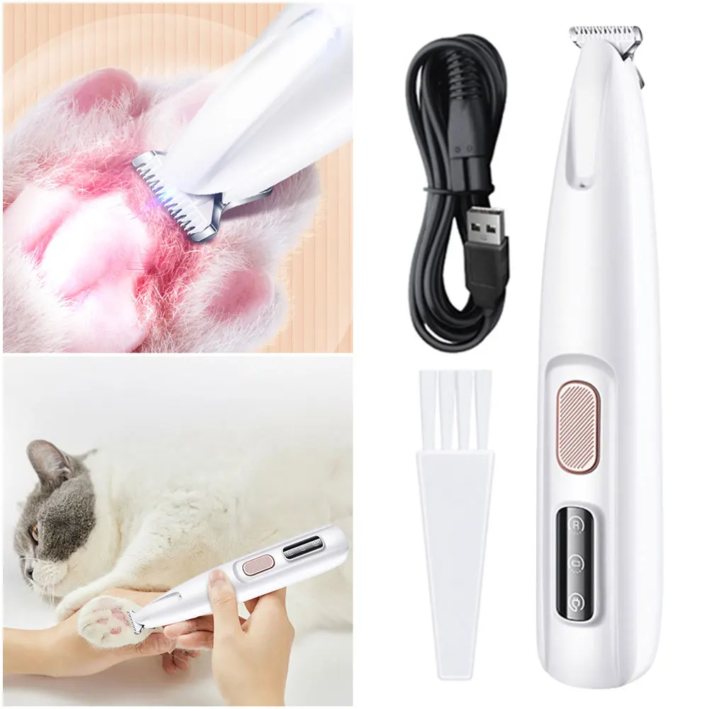 

Pet Hair Trimmer with LED Light Electric Grooming Clippers 18mm Widen Blade Dogs Cats Hair Trimmer for Paws Ears Face Rump