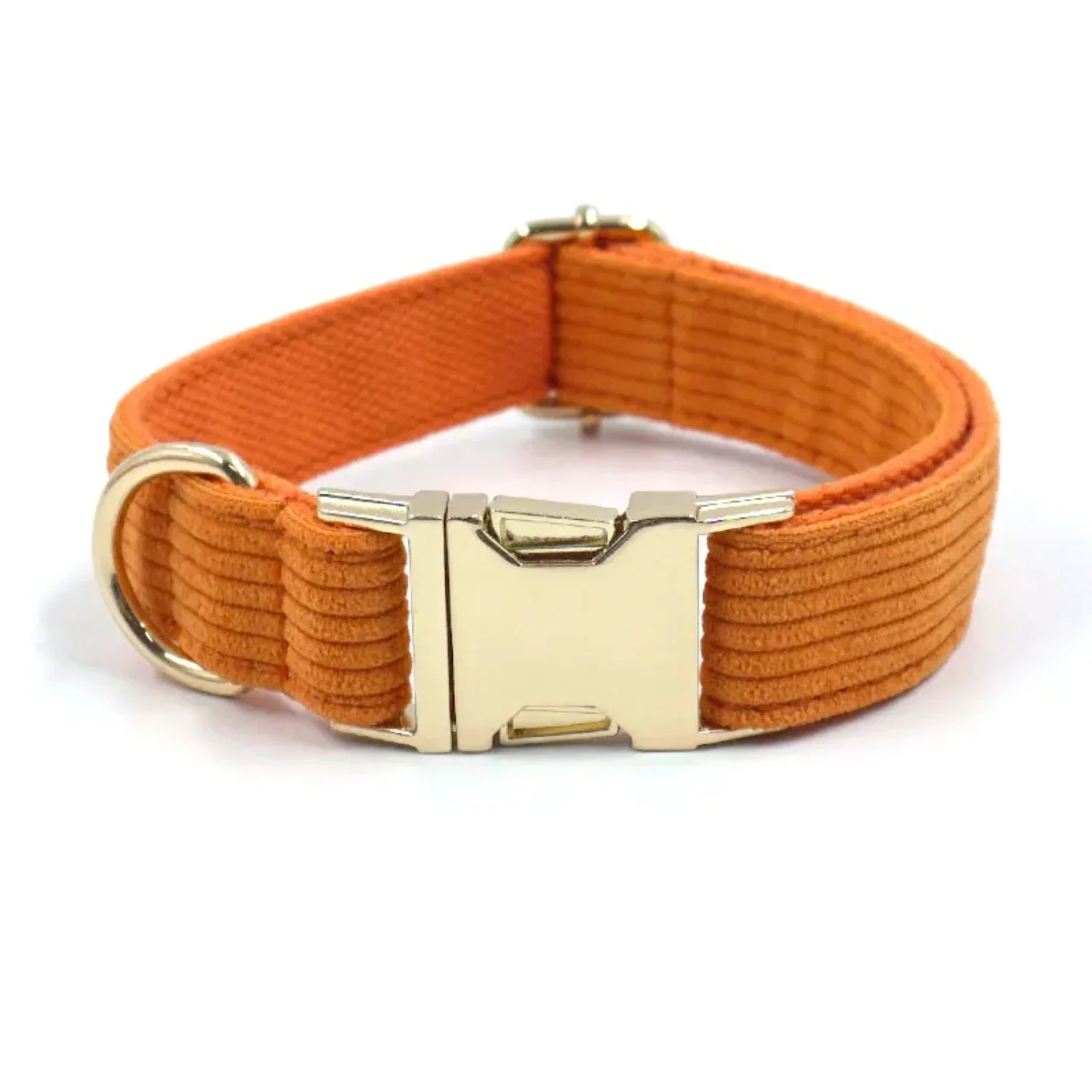 Stylish and sophisticated orange bow tie collar with matching leash and XL harness set for charming boy dogs. Adjustable design