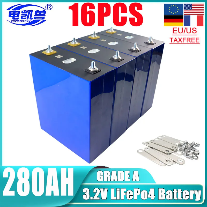 

16pcs 3.2V 280ah 320ah DIY 12V 24V 48V LiFePo4 battery A-grade large capacity RV ship home energy storage battery tax exempt