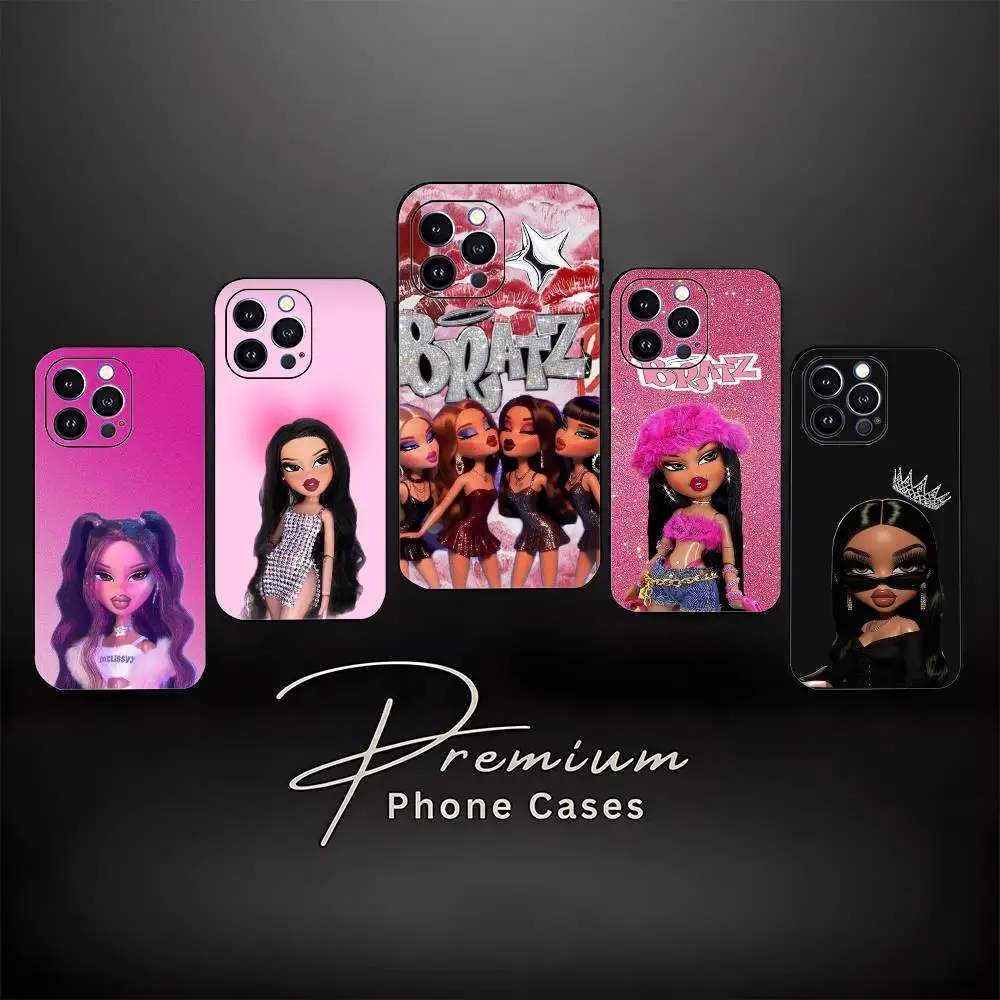 

Fashion B-Bratz Doll Phone Case For iPhone 17,16,15,14,13,12,11 ,Pro Max,XS,X,XR,SE,Mini,8,7,Soft Silicone Black Cover