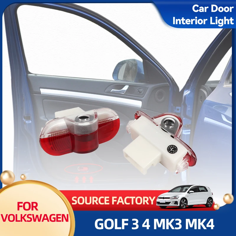 

Горячая продажа 2026 для VW VOLKSWAGEN Автомобильный мусор 2 шт. для VW GOLF 3 4 MK3 MK4 Jetta Beetle Bora Caddy Touran Светодиодный проектор с логотипом двери автомобиля Gho