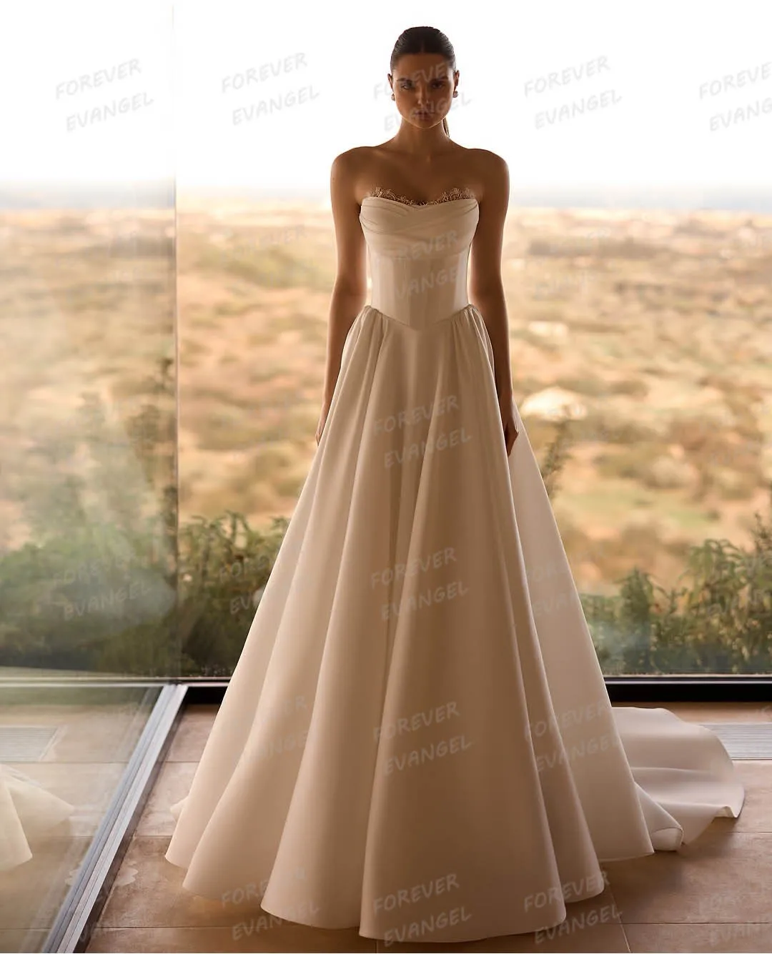 

Simple Wedding Dresses Woman's Satin Bride Gowns Sweep Train Sleeveless Formal Party 2025 Customized Vestidos De Novia Mariée