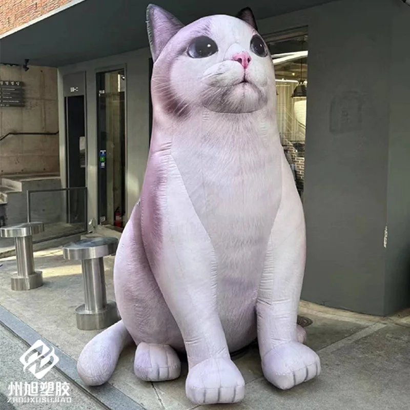 

Inflatable simulation cats, animal-themed air models, with antique fans, outdoor shopping mall and store cat cafe activity decor