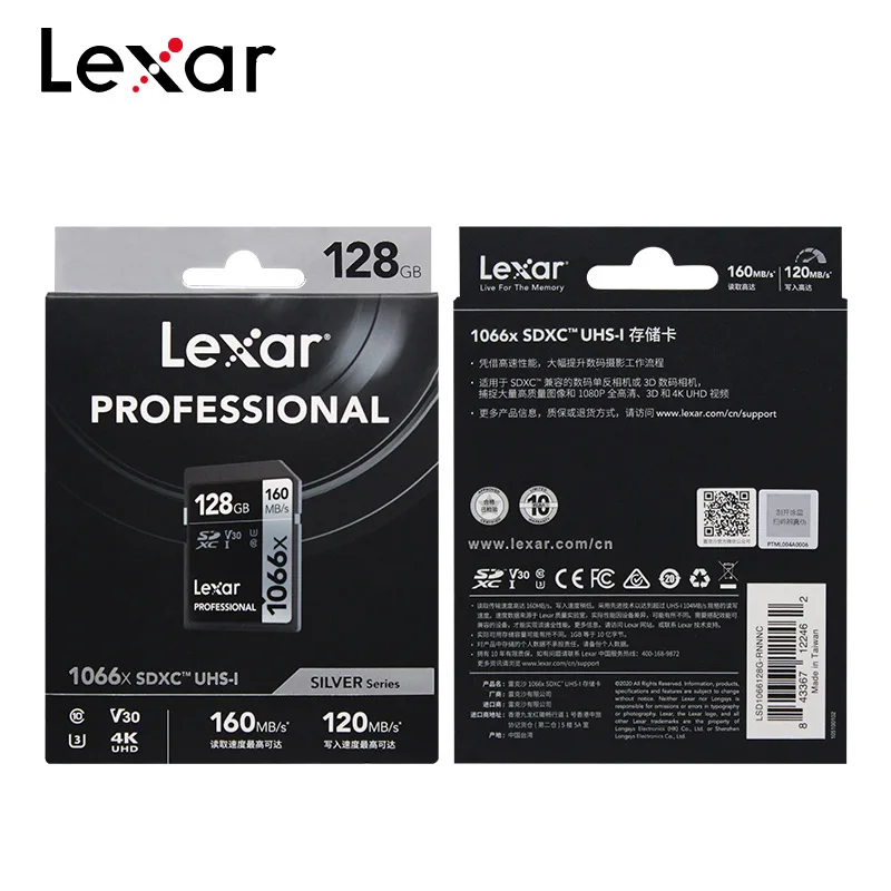 Lexar SD Card Flash Memory 64GB 128GB 256GB 512GB 1TB Video Card SD 1066X C10 U3 V30 Professional 160MB/s 4K Memory SDXC Card