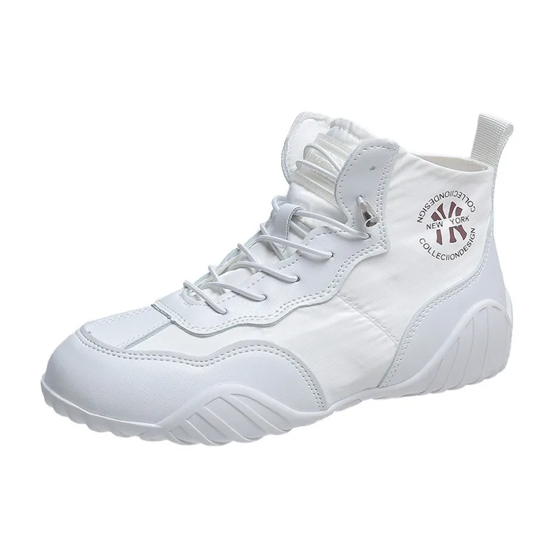 Women\'s Canvas Shoes 2024 New Fashion White High Top Casual Shoes Comfortable Flat bottom Lace Up Ladies Sneakers Tenis De Mujer