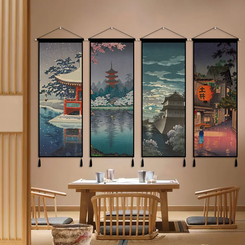 Japanese Hanging Scrolls Cuisine Izakaya Sushi Bar Restaurant Bedroom Poster Art Painting Living Room Home Decoration Painting