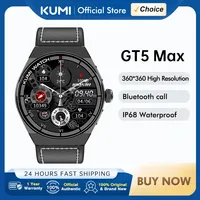 New KUMI GT5 Max Smartwatch 1.39inch IPS Full Screen For Men Women Bluetooth Call 100+ Sport Heart Rate Tracker IP68Waterproof