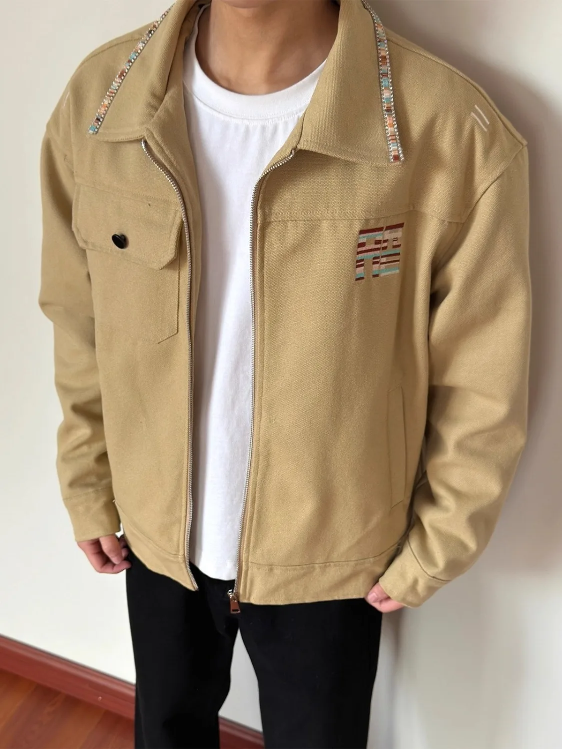 

Мужская куртка в стиле ретро с вышивкой в виде букв и звезд, свободного кроя, для молодежи, удлиненная, повседневная