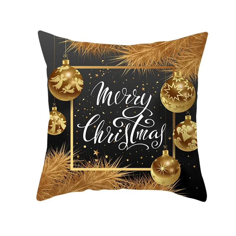 Funda de cojín navideña dorada y negra, funda duradera latable, novedad de 2026, adorno para el hogar, decoración navideña de
