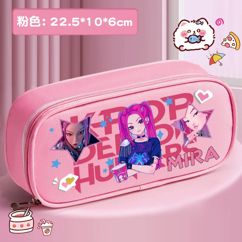 New K-Pop Demon Hunters Pencil Case Cute Large-Capacity Three-Layer Stationery Case Middle School Girl Gift