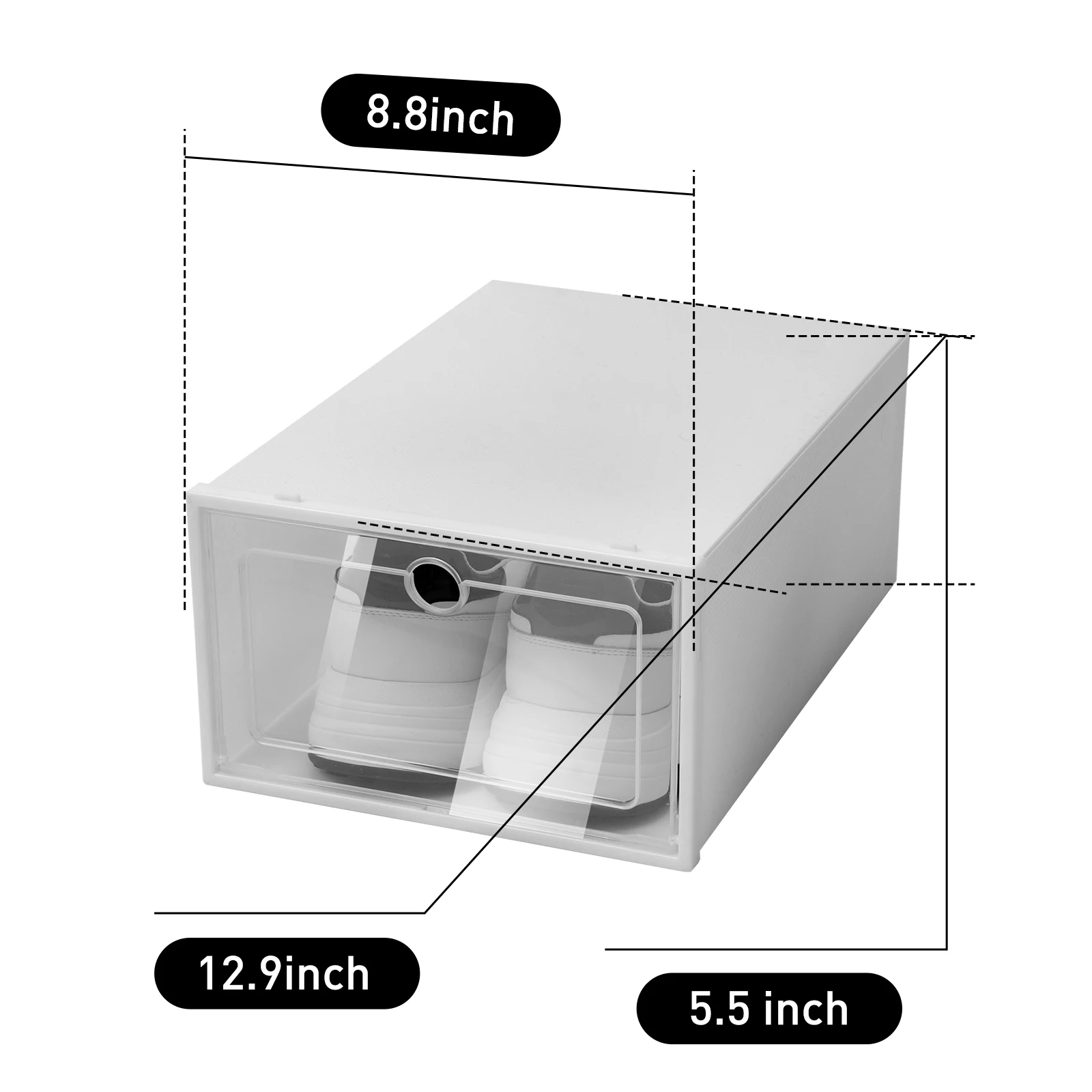 20 Pcs Large Shoe Box Storage Sneaker Cases Stackable Foldable Plastic Boxes Shoe Drawer Organiser White