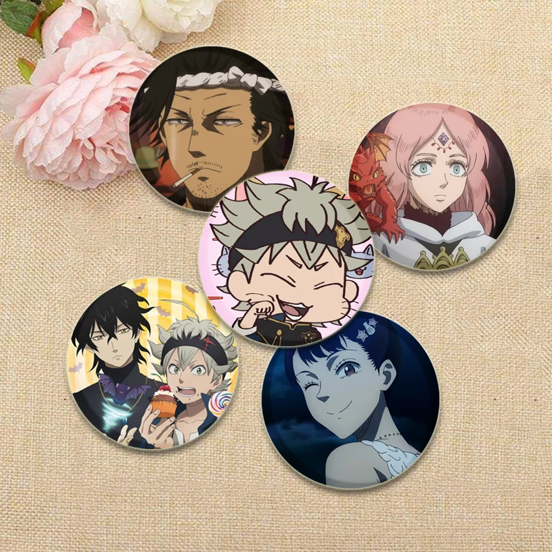 Black Clover Brooches for Backpack Anime Figure Lapel Pins Asta Yuno Grinbellor Noell Silva Cartoon Badge Accessories Decoration view 2