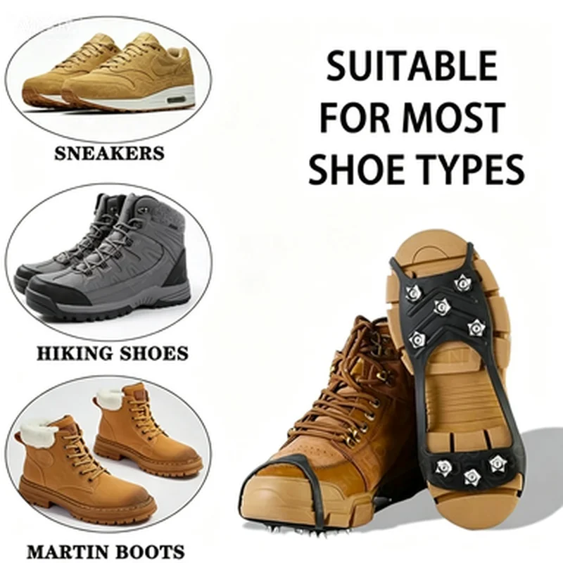 Picture 7: 1Pair Ice Gripper Spike for Shoes Winter Outdoor Anti-Slip Hiking Mountain Climbing 8 Teeth Snow Crampons Anti-slip Shoe Covers