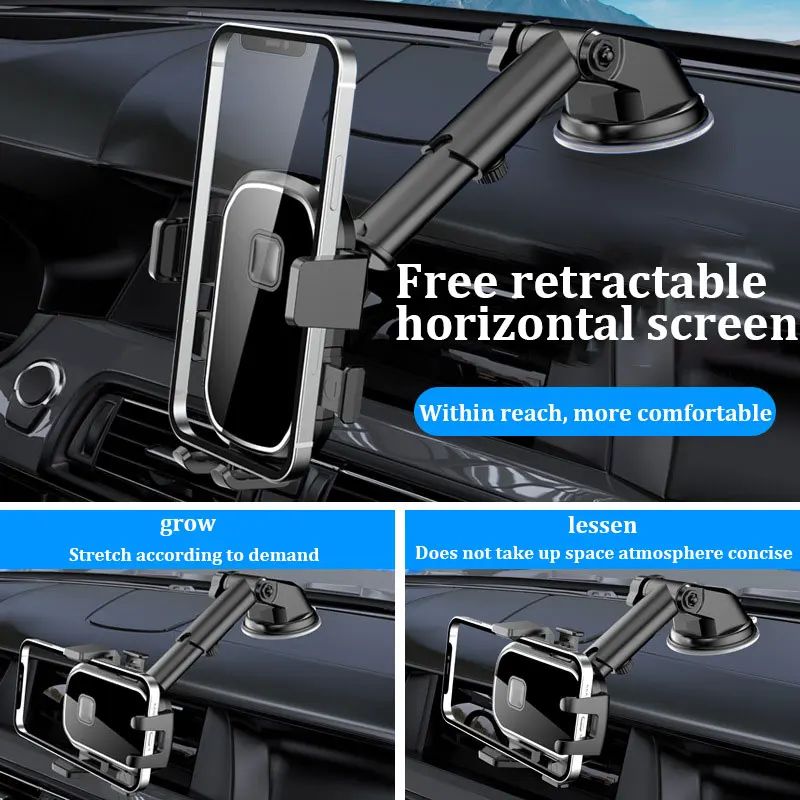 Car navigation holder retractable buckle gravity support center console car windshield multi-functional mobile phone holder