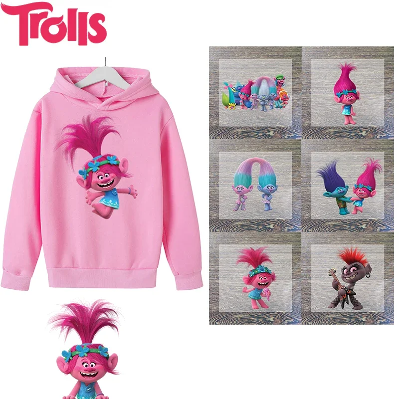 Trolls Iron Patch Sticker Customization Cartoon Anime Stitch Iron Patches Clothing T-shirt Kawaii New Kids Birthday Cute Gifts