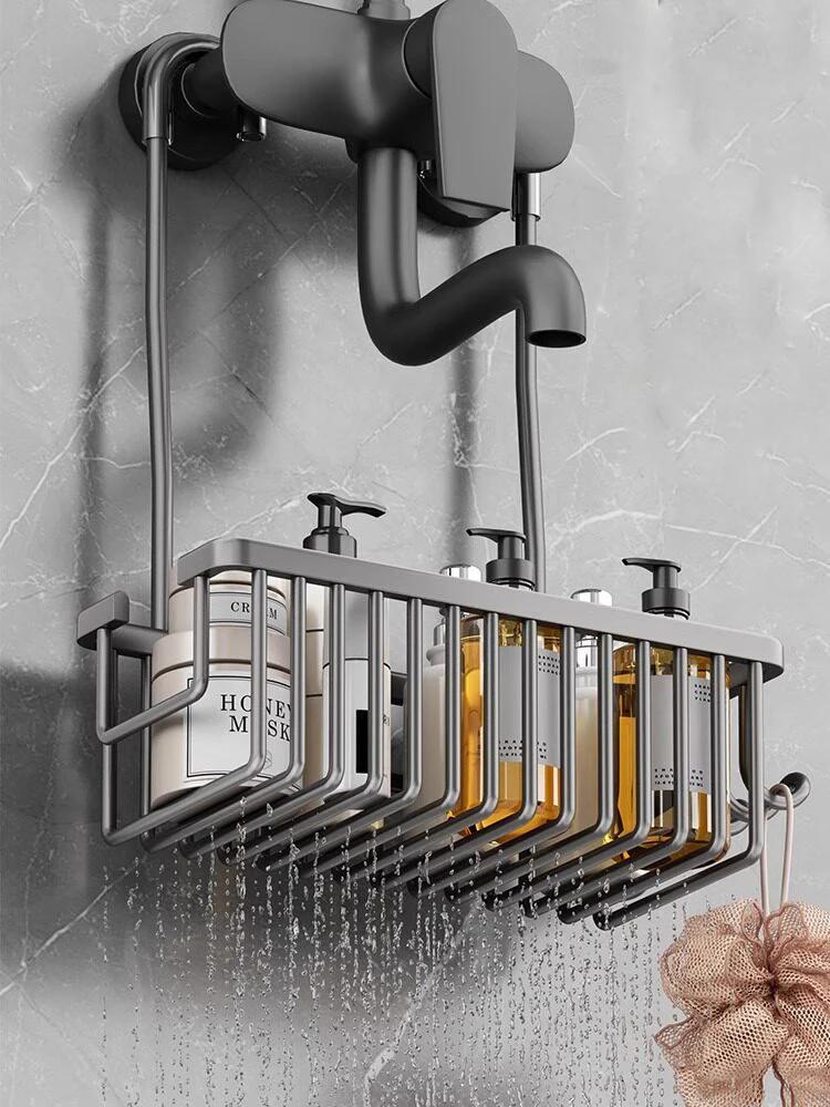 Bathroom Shower Gel Storage Rack Washroom Wall Hanging Drain Basket Toilet Storage Basket Shower Room Organizer