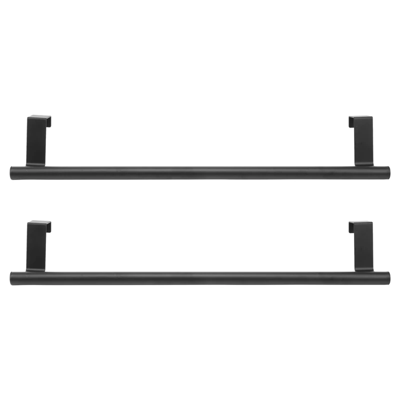 Over The Door Towel Rack, Kitchen Towel Holder, Over Cabinet Towel Bar, Matte Black 2 Pack,For Hand, Dish, Tea Towels