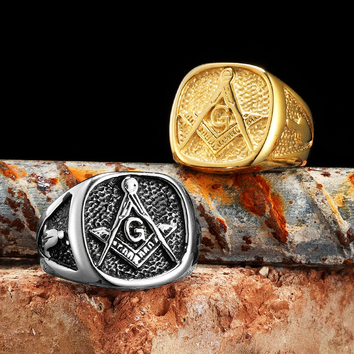 Luxury Masonic Men Rings Stainless Steel Jewelry Vintage Punk Rock Cool Stuff Fashion Accessories For Women Gift Wholesale