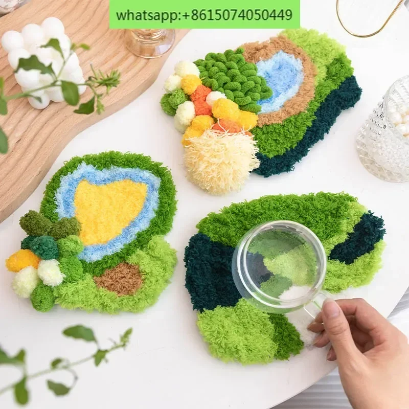 Handmade diy moss coaster carpet material bag for beginners, zero basic decorative ornaments, creative gift for best friends