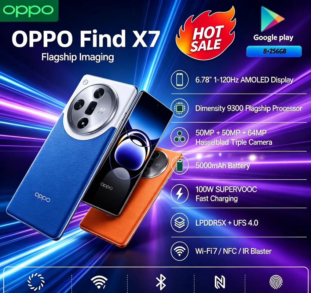 Best Seller 2026 Global Version OPPO Find X7 5G Unlocked Cellphone 6.78‑Inch Large Full‑View Panel Dimensity 9300 Flagship Chip