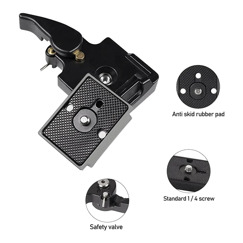 لوحة التغيير السريع للكاميرا مع برغي 1/4 بوصة لـ Manfrotto 200Pl-14 + مشبك لوحة سريع التغيير كاميرا كرة ثلاثية الرأس-PZZW