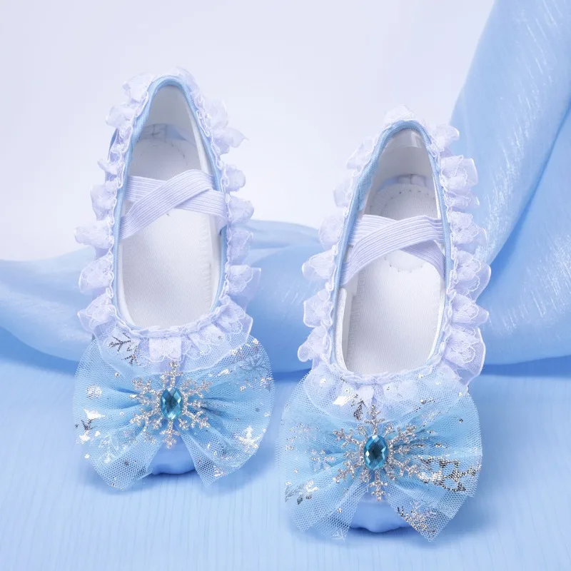 Neue Ballettschuhe für Kinder mit Weicher Sohle für Mädchen, Satin-Katzenmuster, Schnürfreie Hasen-Bühnentanzschuhe