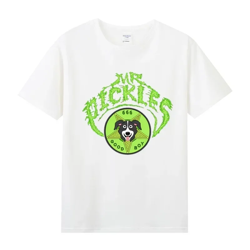 O-neck Short Sleeved Funny Tv Adult Adultswim Mature Dog Evil Satan cartoon Mr Pickles T Shirt Men Soft Collie Dog T-shirt